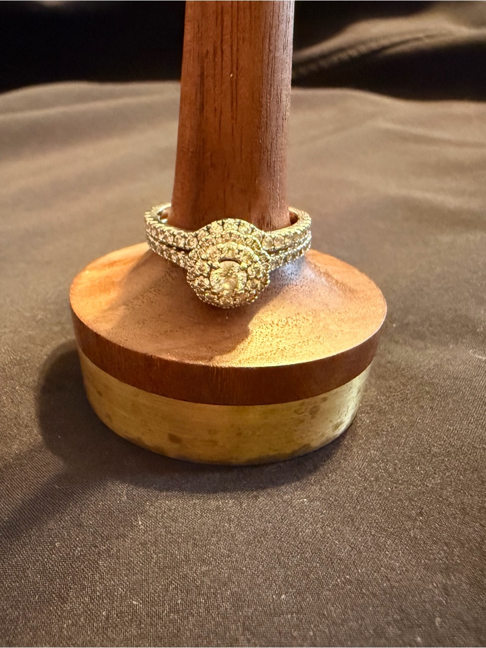 Round Halo Diamond Pavé Ring in Gold Tone